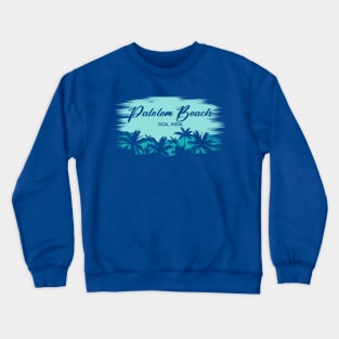 Palolem Beach Goa, India Retro Beach Landscape with Palm Trees Crewneck Sweatshirt